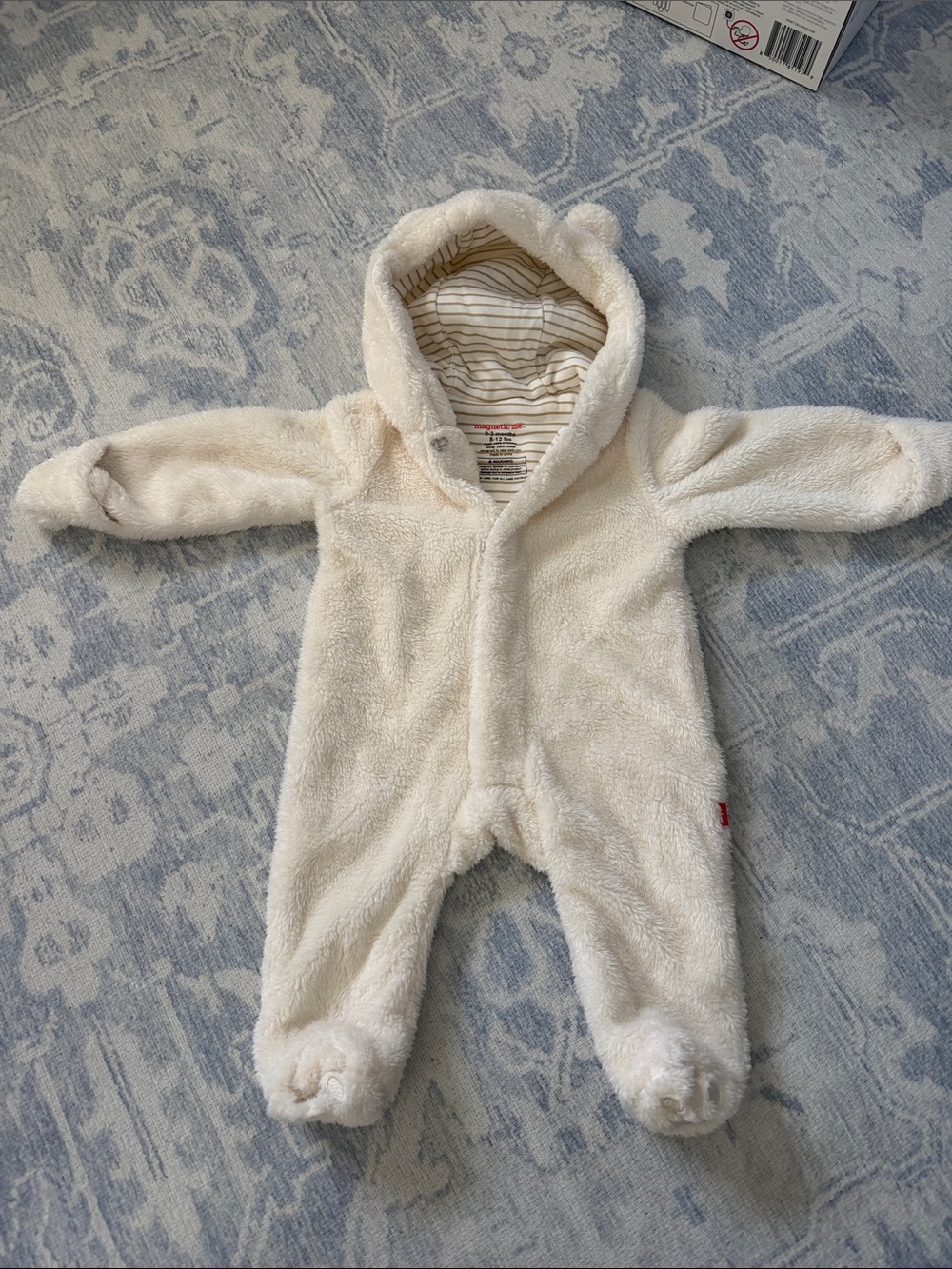 Magnetic Me Cream Plush Hooded Baby One-Piece